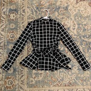 SHEIN - Women’s Black and White Peplum Top